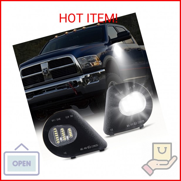 Gempro 2Pcs LED Side Mirror Puddle Light Lamps Assembly for 2010-2019 Dodge Ram
