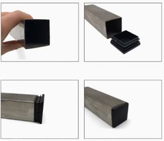 Rectangular Plastic End Caps Tube Inserts Blanking Ribbed Rectangle Plugs Black