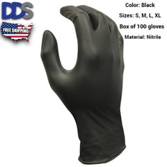 Nitrile Exam Gloves BLACK: MULTIPLE SIZES Powder-Free BOX OF 100 (FAST SHIPPING)