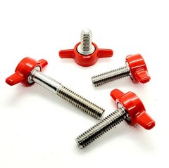 M6 Clamping Thumb Screw T Bolts with Red Butterfly Tee Wing Knob Stainless Steel