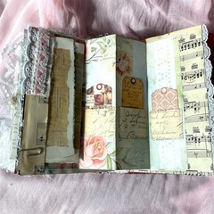 Handmade Vintage Silk Fabric Junk Journal Book Romantic Floral 2 Signatures Lace