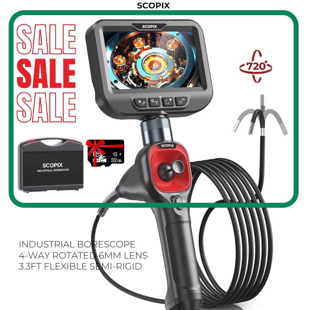 50%OFF SCOPIX Endoscope Camera Articulating Borescope 4-Way Inspection Snake Cam