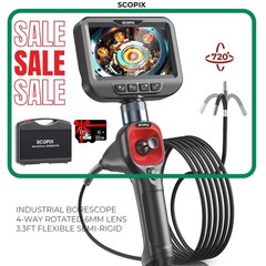 50%OFF SCOPIX Endoscope Camera Articulating Borescope 4-Way Inspection Snake Cam