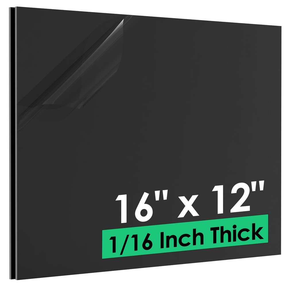 Plastic Sheet 1/16 Inch Thick – 16″ X 12″, 2 Pack Black Plastic Sheet Rigid