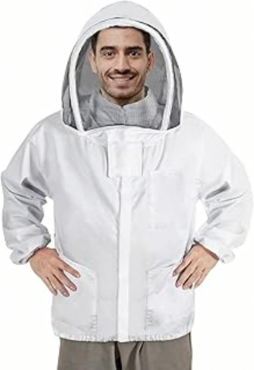 Beekeeping Jacket Polycotton w/Veil Hood Size XL See Measurements Below :BD25-4