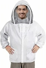 Beekeeping Jacket Polycotton w/Veil Hood Size XL See Measurements Below :BD25-4