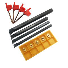 4pcs 7 8 10 12 mm Lathe Turning Tool Holder Boring Bar DCMT070204 Inserts Set