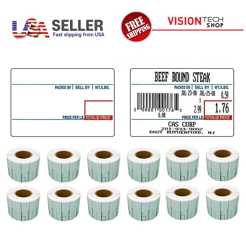 CAS LST-8010 Label, 58 x 40 mm(2.283″ x 1.575″), UPC, 700 Per Roll, 12 Rolls/Box