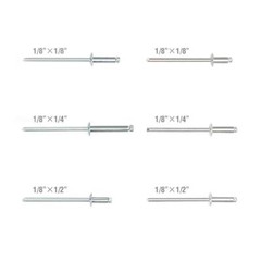 DURATECH 4-in-1 Rivet Gun with 100 Rivets – 3/32″ 1/8″ 5/32″ 3/16″ Heavy Duty