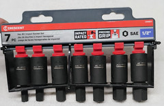 CRESCENT 7pc 1/2 in. SAE 6 Point Hex Bit Socket Set Impact Rated HD Mechanic NEW