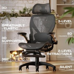 ELABEST X100 Ergonomic Mesh Office Chair with Footrest, Big and Tall Hone Des…