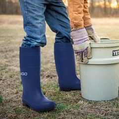 NINGO Men Steel Toe PVC Rain Boots Waterproof Cushioning Safety Work Boots Farm