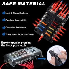 Fuse Block, 12v Fuse Box Holder with Led Indicator Waterproof Cover, 12 Circuits