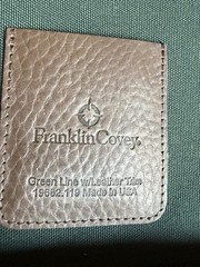 FRANKLIN COVEY Binder Green Line 10” x 8” NEW 90s GREEN With BROWN Leather Trim