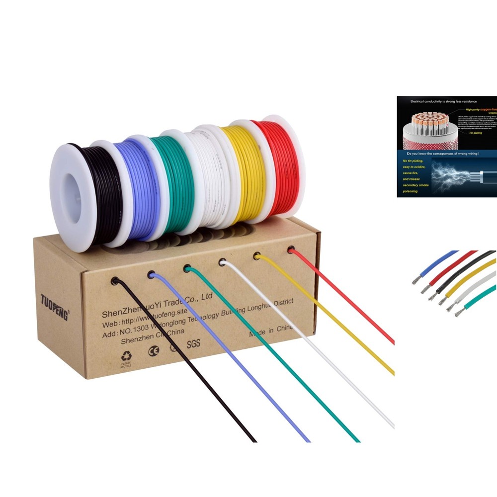 Automotive Wiring 18 AWG Wire Kit – 6 Multicolor 13.2ft Stranded Silicone Rubber
