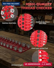 66 Thread Checker, VEXTHYX 22 standard/sae & 18 metric nut and bolt thread measu