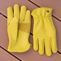 Cowhide Leather Work Gloves XX-Large Yellow Reinforced Construction Gardening