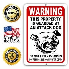 BEWARE OF DOG Sign Attack Dog on Duty Guard Dog 8″x 12″ Aluminum Metal Warning