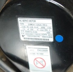 Yaskawa SGMDH-12A2A-YR13, 1,150W Servo Motor, 200V, 2,000RPM,