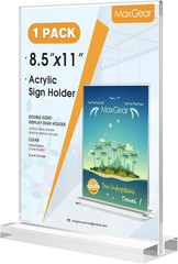 Acrylic Sign Holder 8.5 X 11 Inches 1 Pack, Double Sided Plastic Display Stands