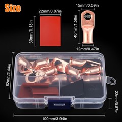 10x 4 AWG Gauge Copper Lugs + 10x Heat Shrink Ring Terminals Wire Connectors Kit