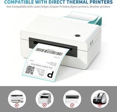 9527 Product Fanfold 4 x 6 Direct Thermal Labels with Blue Background Paper P…