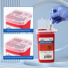 JMU Ever Ready Sharps Container Waste Disposal 1 Quarts / 32oz – RED 1/3/5Each