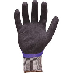 Coated Glove, Nitrile, Sandy, Palm and Fingers, Not Rated Abrasion Level,