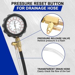 0-140PSI Fuel Injector Injection Pump Pressure Tester Gauge Kit Car Tools