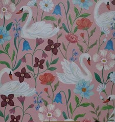 Clementine Twin Wire Hard Cover Spiral Journal Notebook Floral Swan “Notes”