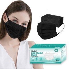 100 Pcs Disposable Face Masks, 3 Ply Face Masks Black Disposable Mask, (Dispo…