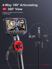 Borescope 5FT Semi Rigid 0.25in Lens 360 Articulating HD Ralcam Dual 4-Way Light