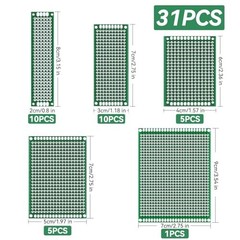 Prototype PCB Board Kit 104pcs Double Sided Assorted Sizes 2.54mm Pin Headers