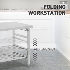 Kitchen Work Table Stainless Steel 60x24x31.5In Adjustable Height Workstation