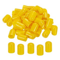 50pcs 1/2″ (12mm) Rubber End Caps Cover PVC Vinyl Screw Thread Protector Yellow
