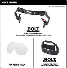 Milwaukee BOLT White Type 1 Class C Hard Hat/ Clear Dual Coat Lens Eye Visor Set