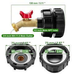275-330 Gallon IBC Tote Water Tank Adapter 3/4″ Brass Fittings Valve Connector