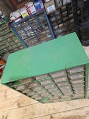 Vintage RAACO Corp Green Metal Storage Cabinet 35 Drawer Made In Denmark