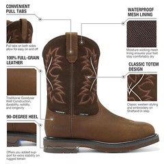 NINGO Men Waterproof Steel Toe Work Boots Leather Oil Slip Resistant Cowboy Boot