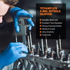 TitanFlex Nitrile Exam Gloves, Blue, Large (Pack of 100), Blue(large 100)