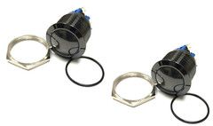 2pcs 25mm Black Stainless Steel Marine Domed Push Button Momentary POWER Switch
