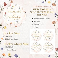 Spring Wild Floral Wedding Thank You Labels Thank You for Celebrating with St…