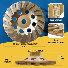 High-Efficiency 4.5″ Diamond Grinding Wheel for Concrete & Masonry – 13300 RPM