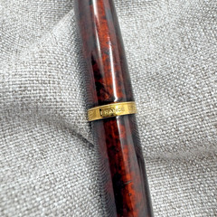 WATERMAN Carène Marine Amber Ballpoint Pen Gold Trim Blue Ink France *READ*