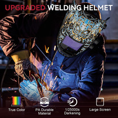 ARCCAPTAIN Large Viewing Auto Darkening Welding Helmet True Color Solar Powered