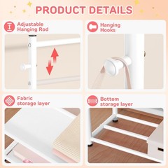 ZHKINGGS Kids Clothing Rack with 2-Layer 29.53″W x 13.58″D x 55.9″H, White