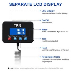TIPRE Digital Shipping Postal Scale 440lb/0.5oz Accuracy Lightweight Carbon F…