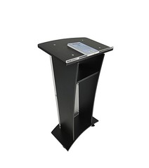 Black Wood Chruch Podium Acrylic Panel 46.5″Pulpit Lectern Christian Cross