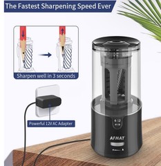 AFMAT Electric Pencil Sharpener Auto Stop Fast for No.2 & Colored Pencils