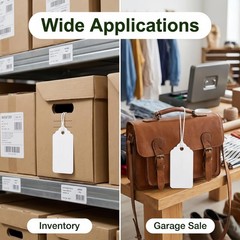 1000 Garage Sale Price Tags Size #5 White Merchandise Hang String Strung Garme